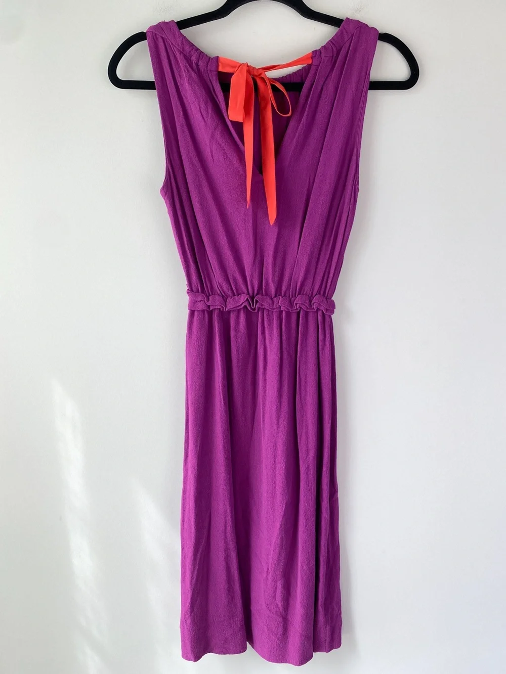 Kate Spade Womens Katia Crepe Dress XS Magenta Sleeveless Tie Back Chic